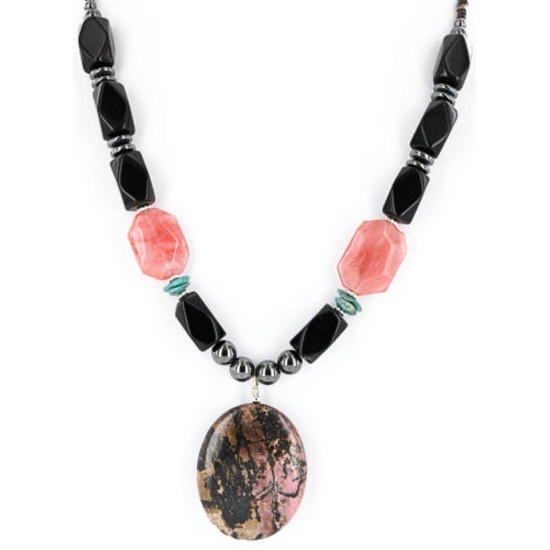 Certified Authentic Navajo .925 Sterling Silver Natural Turquoise Onyx Native American Necklace 371060605007