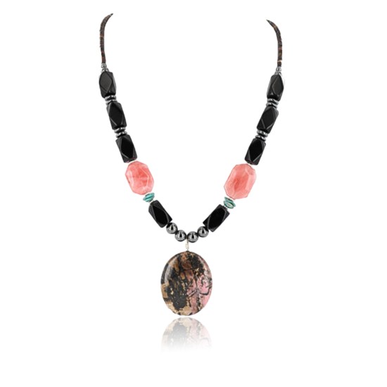 Certified Authentic Navajo .925 Sterling Silver Natural Turquoise Onyx Native American Necklace 371060605007