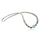 Navajo .925 Sterling Silver Natural Turquoise Opalite Graduated Heishi Native American Necklace 7501008-36