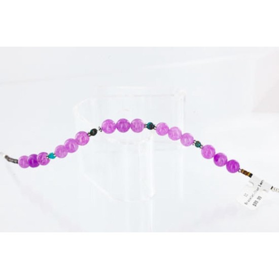 Certified Authentic Navajo .925 Sterling Silver Natural Turquoise Purple Agate Native American Bracelet 370989751703