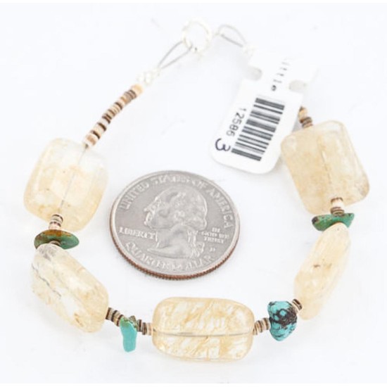Certified Authentic Navajo .925 Sterling Silver NATURAL Turquoise QUARTZ Native American Bracelet 390789005028