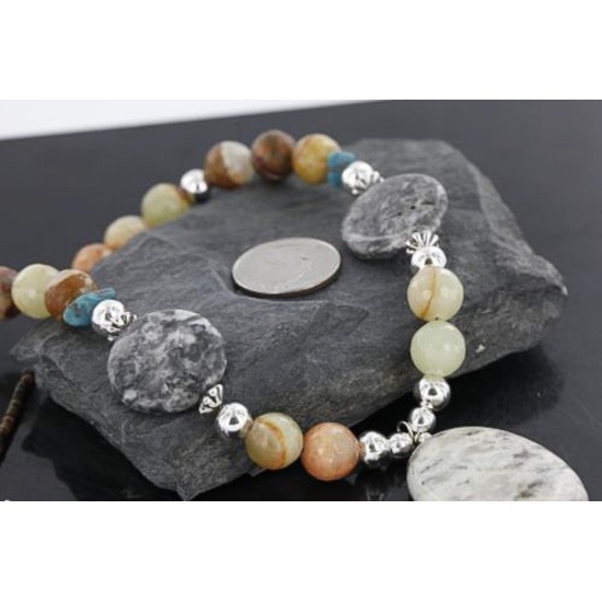 Certified Authentic Navajo .925 Sterling Silver Natural Turquoise Quartz Native American Necklace 15265-181
