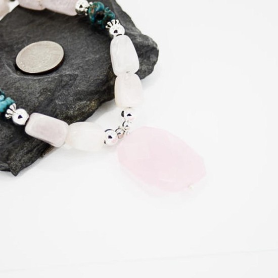 Certified Authentic Navajo .925 Sterling Silver Natural Turquoise Quartz Native American Necklace 15383-9