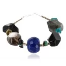 Navajo .925 Sterling Silver Natural Turquoise, Quartz, Onyx and Jasper Native American Bracelet 370997891811