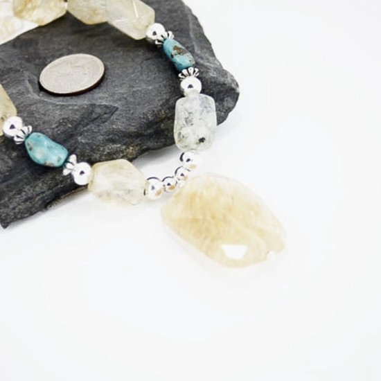 Certified Authentic Navajo .925 Sterling Silver Natural Turquoise Quarz Native American Necklace 370957615940