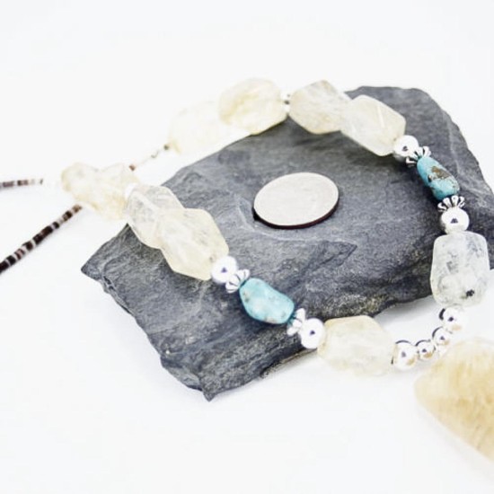 Certified Authentic Navajo .925 Sterling Silver Natural Turquoise Quarz Native American Necklace 370957615940