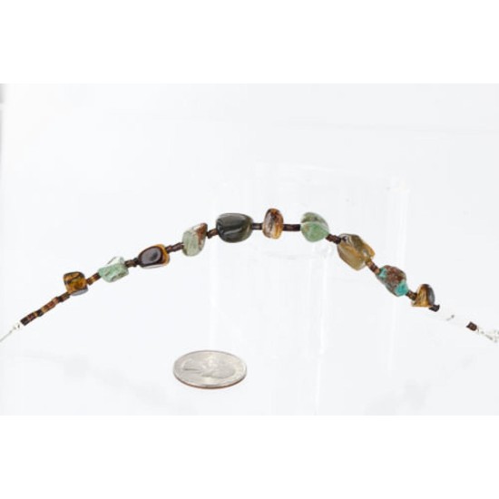 Certified Authentic Navajo .925 Sterling Silver Natural Turquoise, Tigers Eye and Jasper Native American Bracelet 370992993565