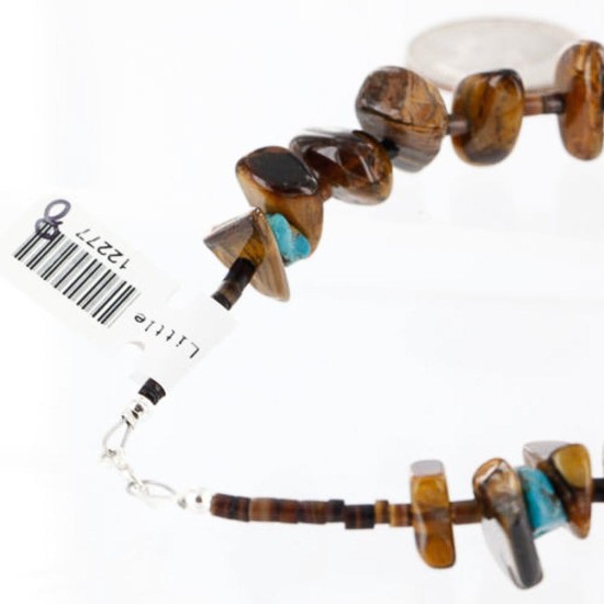 Certified Authentic Navajo .925 Sterling Silver Natural Turquoise Tigers Eye Native American Bracelet 370994554931