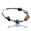 Navajo .925 Sterling Silver Natural Turquoise Tigers Eye Native American Bracelet 390733455014