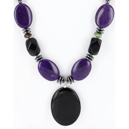 Certified Authentic Navajo .925 Sterling Silver Natural Turquose Onyx Native American Necklace 390803895499