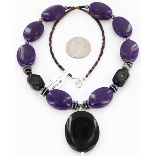 Certified Authentic Navajo .925 Sterling Silver Natural Turquose Onyx Native American Necklace 390803895499