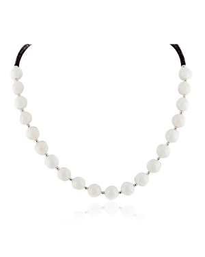 Certified Authentic Navajo .925 Sterling Silver Natural White Agate Heishi Native American Necklace 25313-4