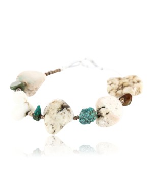 Certified Authentic Navajo .925 Sterling Silver Natural WHITE AJAX Turquoise Native American Bracelet 390762726280
