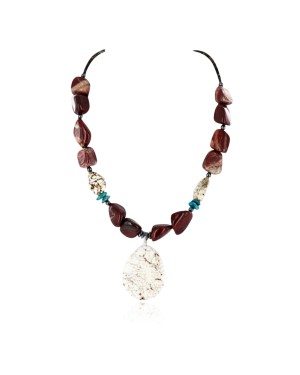 Certified Authentic Navajo .925 Sterling Silver Natural WHITE Turquiose Jasper Native American Necklace 390754340231