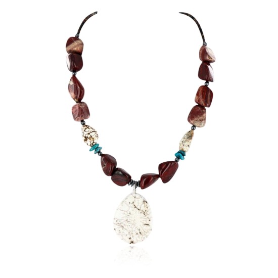 Certified Authentic Navajo .925 Sterling Silver Natural WHITE Turquiose Jasper Native American Necklace 390754340231