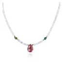 Navajo .925 Sterling Silver Opalite Jasper and Turquoise Native American Necklace 25231-18