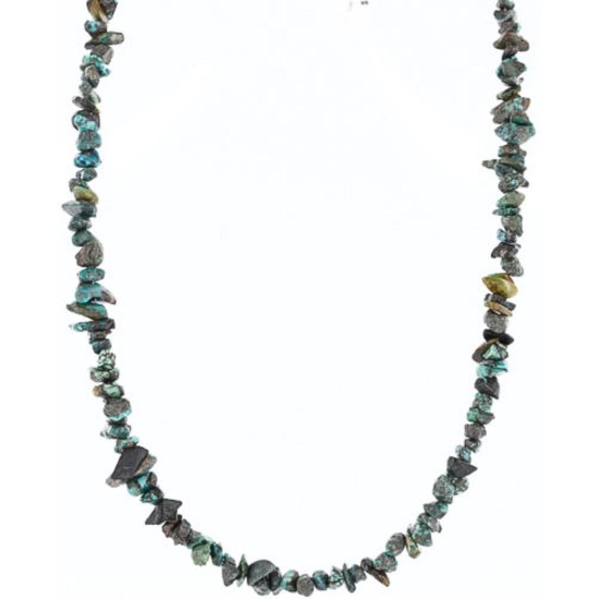 Certified Authentic Navajo .925 Sterling Silver ROUGH and Turquoise Native American Necklace 750109-1