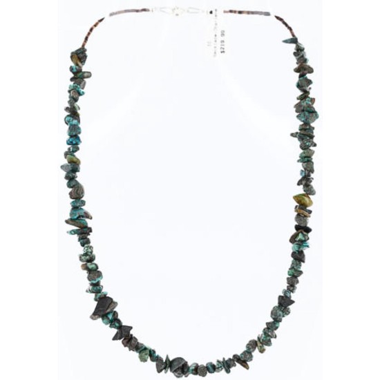 Certified Authentic Navajo .925 Sterling Silver ROUGH and Turquoise Native American Necklace 750109-1