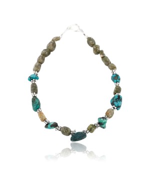 Certified Authentic Navajo .925 Sterling Silver SPIDER WEB Turquoise and Jasper Native American Bracelet 371028311033