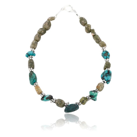 Certified Authentic Navajo .925 Sterling Silver SPIDER WEB Turquoise and Jasper Native American Bracelet 371028311033