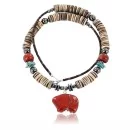 Navajo .925 Sterling Silver Spiny Oyster, Red Jasper and Turquoise Native American Necklace 15624-1