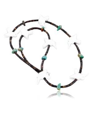 Certified Authentic Navajo .925 Sterling Silver Turquoise Alabaster Native American Necklace 371034244207