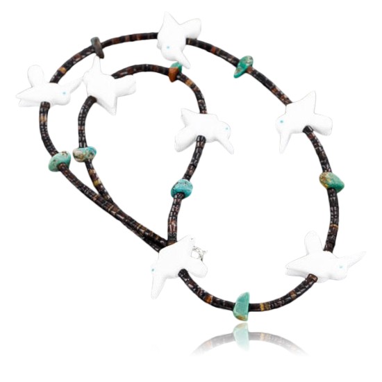 Certified Authentic Navajo .925 Sterling Silver Turquoise Alabaster Native American Necklace 371034244207