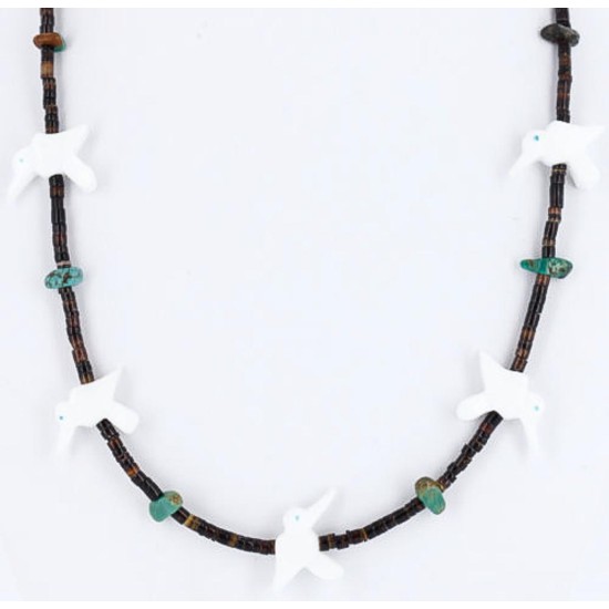 Certified Authentic Navajo .925 Sterling Silver Turquoise Alabaster Native American Necklace 371034244207