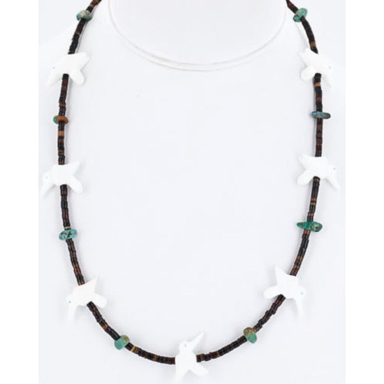 Certified Authentic Navajo .925 Sterling Silver Turquoise Alabaster Native American Necklace 371034244207