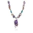 Navajo .925 Sterling Silver Turquoise AMETHYST 28 Native American Necklace 371011978961
