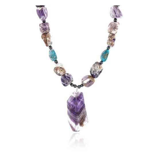 Certified Authentic Navajo .925 Sterling Silver Turquoise AMETHYST 28 Native American Necklace 371011978961