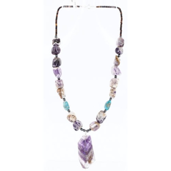 Certified Authentic Navajo .925 Sterling Silver Turquoise AMETHYST 28 Native American Necklace 371011978961