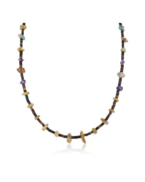 Certified Authentic Navajo .925 Sterling Silver Turquoise Amethyst Native American Necklace 15883-5