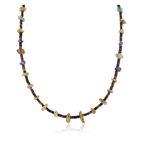 Certified Authentic Navajo .925 Sterling Silver Turquoise Amethyst Native American Necklace 15883-5 Certified Authentic Navajo .925 Sterling Silver Turquoise Amethyst Native American Necklace 15883-5