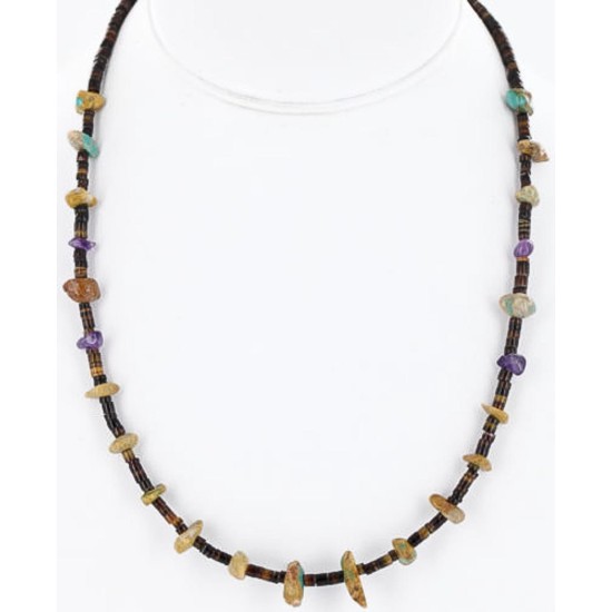 Certified Authentic Navajo .925 Sterling Silver Turquoise Amethyst Native American Necklace 15883-5 Certified Authentic Navajo .925 Sterling Silver Turquoise Amethyst Native American Necklace 15883-5