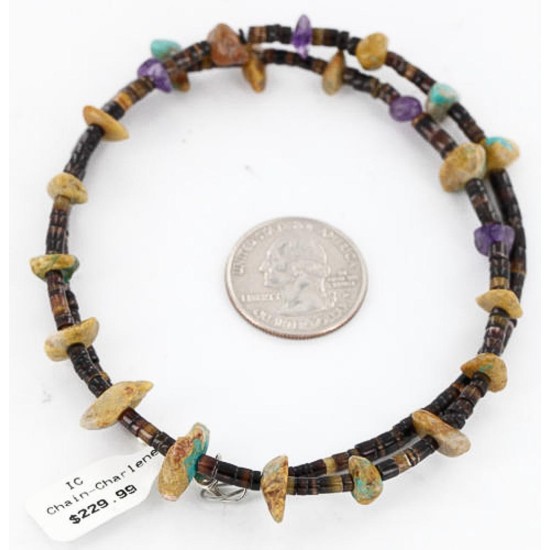 Certified Authentic Navajo .925 Sterling Silver Turquoise Amethyst Native American Necklace 15883-5 Certified Authentic Navajo .925 Sterling Silver Turquoise Amethyst Native American Necklace 15883-5