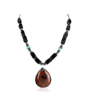 Certified Authentic Navajo .925 Sterling Silver Turquoise and Black Onyx Native American Necklace 390887407679