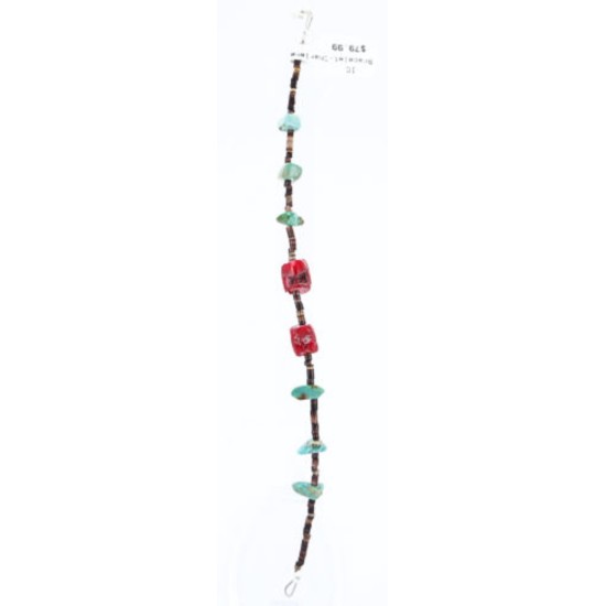 Certified Authentic Navajo .925 Sterling Silver Turquoise and CORAL Native American Bracelet 371016862162
