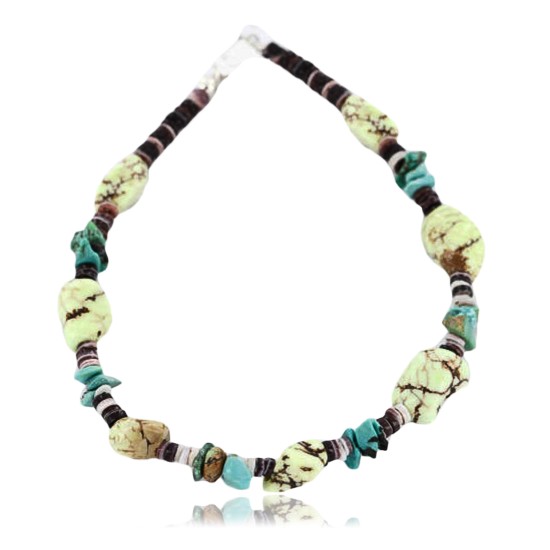 Certified Authentic Navajo .925 Sterling Silver Turquoise and Gaspeite Native American Bracelet 390817668585