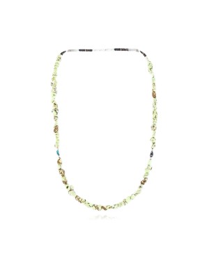 Certified Authentic Navajo .925 Sterling Silver Turquoise & Gaspeite Native American Necklace 15771-0
