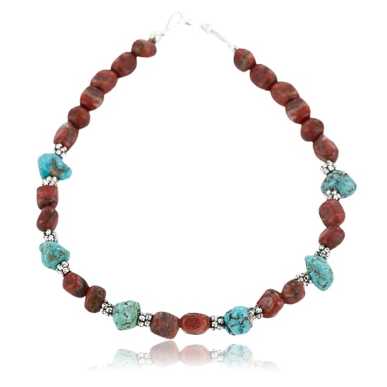 Certified Authentic Navajo .925 Sterling Silver Turquoise and Jasper Native American Bracelet 371029625877