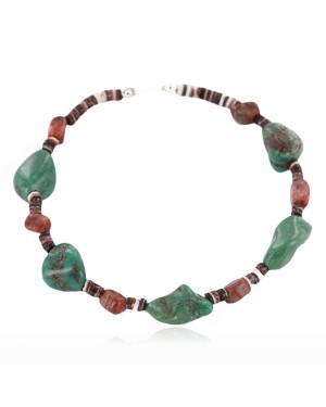 Certified Authentic Navajo .925 Sterling Silver Turquoise and Jasper Native American Bracelet 390816759454