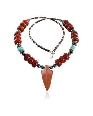 Certified Authentic Navajo .925 Sterling Silver Turquoise and Jasper Native American Necklace 25211-101