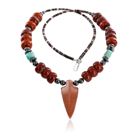 Certified Authentic Navajo .925 Sterling Silver Turquoise and Jasper Native American Necklace 25211-101 Certified Authentic Navajo .925 Sterling Silver Turquoise and Jasper Native American Necklace 25211-101
