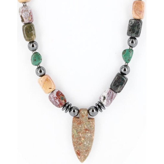 Certified Authentic Navajo .925 Sterling Silver Turquoise and Jasper Native American Necklace 390823401672