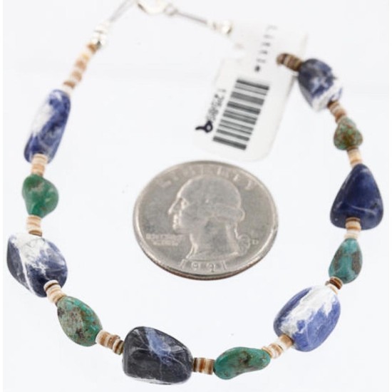Certified Authentic Navajo .925 Sterling Silver Turquoise and LAPIS Native American Bracelet 371011707411