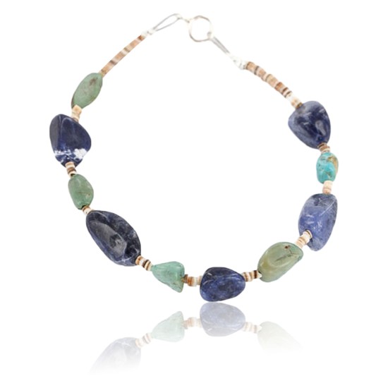 Certified Authentic Navajo .925 Sterling Silver Turquoise and LAPIS Native American Bracelet 390804327699