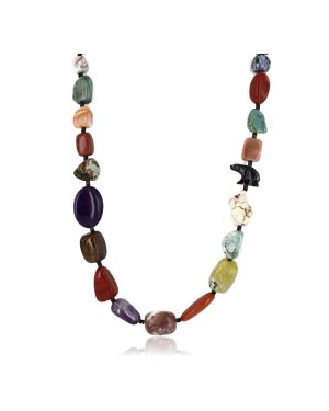 Certified Authentic Navajo .925 Sterling Silver Turquoise and Multicolor Native American Necklace 390822658513