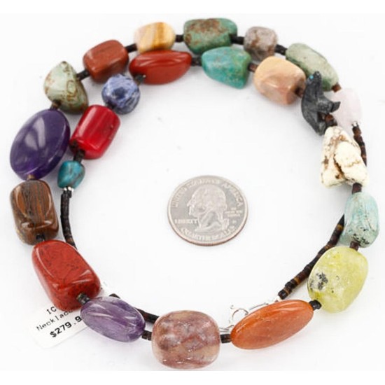 Certified Authentic Navajo .925 Sterling Silver Turquoise and Multicolor Native American Necklace 390822658513