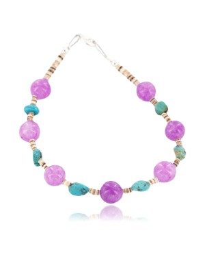 Certified Authentic Navajo .925 Sterling Silver Turquoise and PURPLE AGATE Native American Bracelet 371019613728